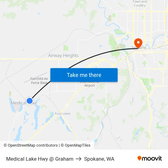 Medical Lake Hwy @ Graham to Spokane, WA map