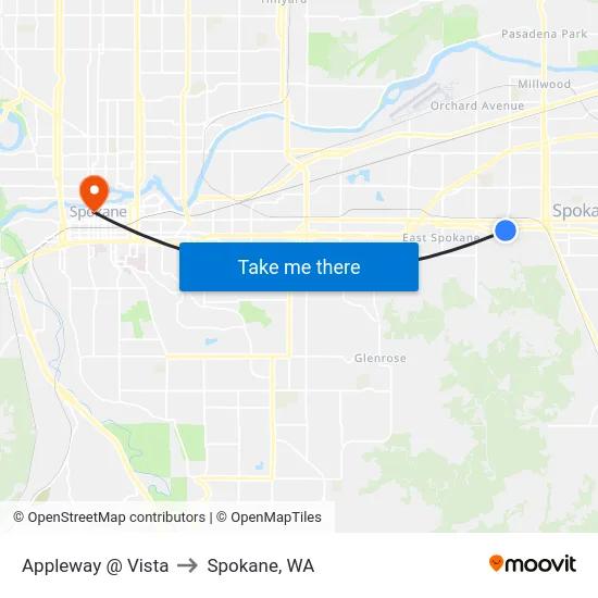Appleway @ Vista to Spokane, WA map
