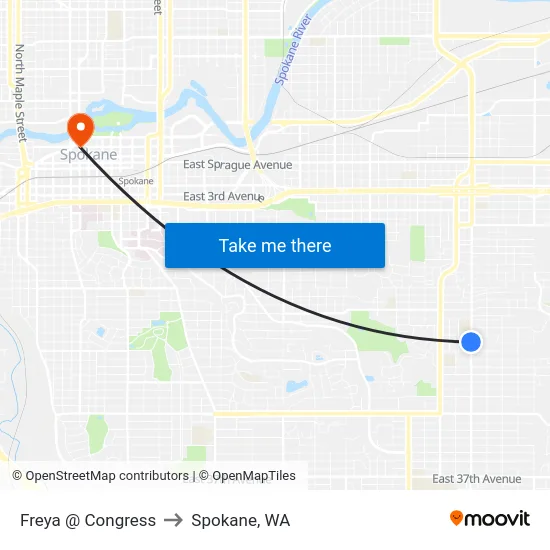 Freya @ Congress to Spokane, WA map