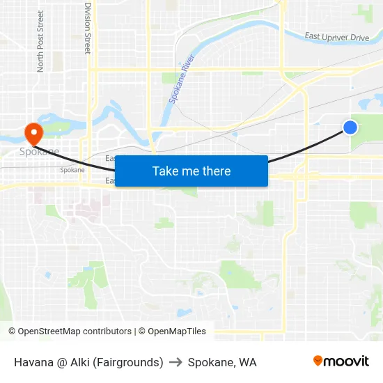Havana @ Alki (Fairgrounds) to Spokane, WA map