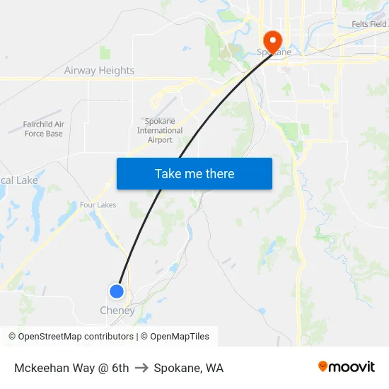 Mckeehan Way @ 6th to Spokane, WA map