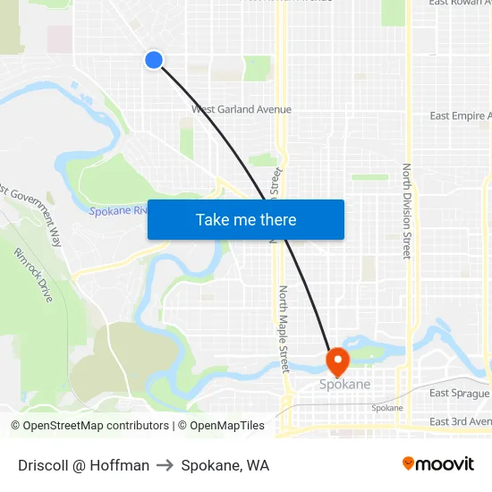 Driscoll @ Hoffman to Spokane, WA map