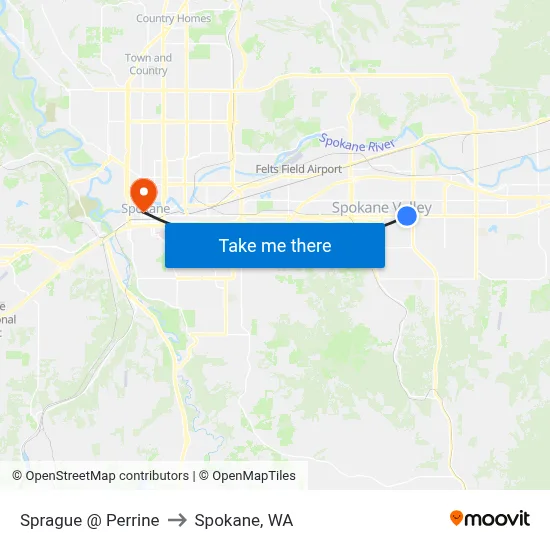 Sprague @ Perrine to Spokane, WA map