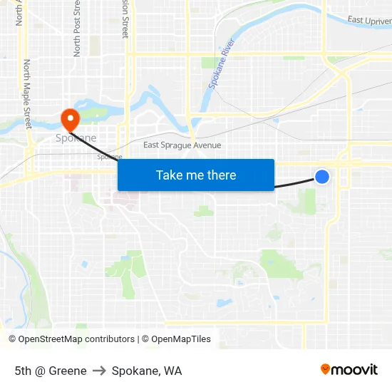 5th @ Greene to Spokane, WA map