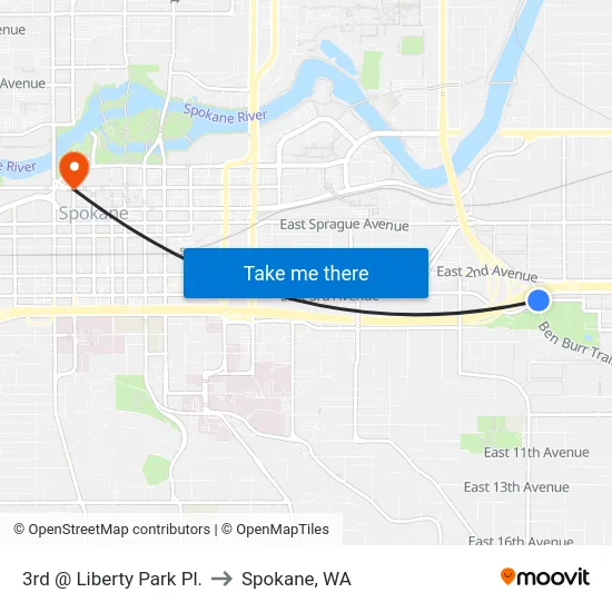 3rd @ Liberty Park Pl. to Spokane, WA map