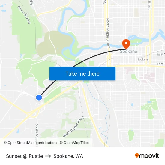 Sunset @ Rustle to Spokane, WA map