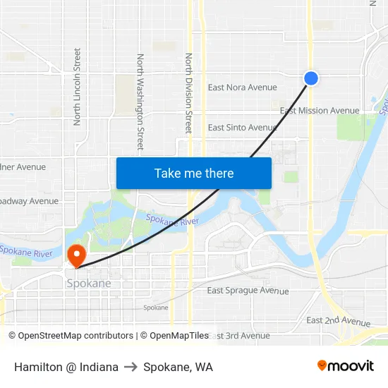 Hamilton @ Indiana to Spokane, WA map