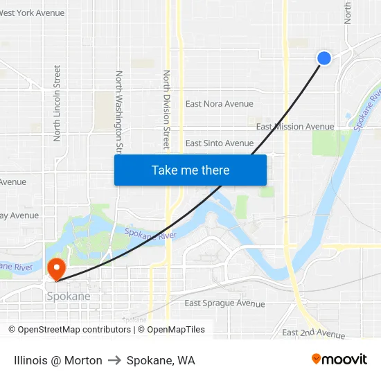 Illinois @ Morton to Spokane, WA map