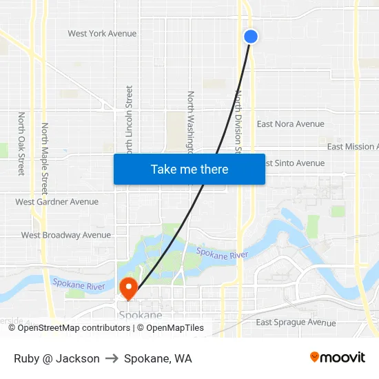 Ruby @ Jackson to Spokane, WA map