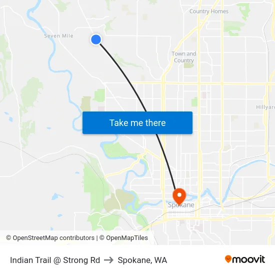 Indian Trail @ Strong Rd to Spokane, WA map