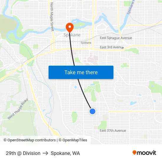 29th @ Division to Spokane, WA map