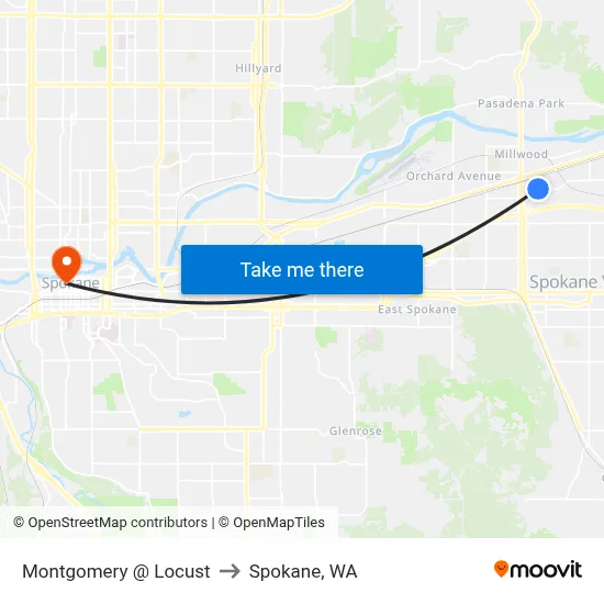 Montgomery @ Locust to Spokane, WA map