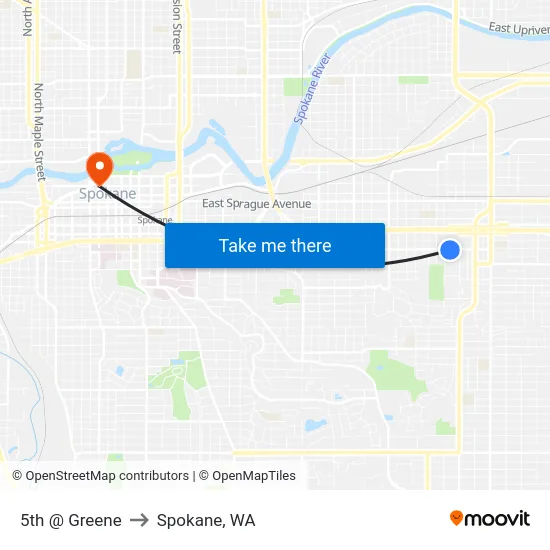 5th @ Greene to Spokane, WA map