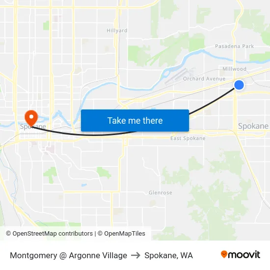 Montgomery @ Argonne Village to Spokane, WA map