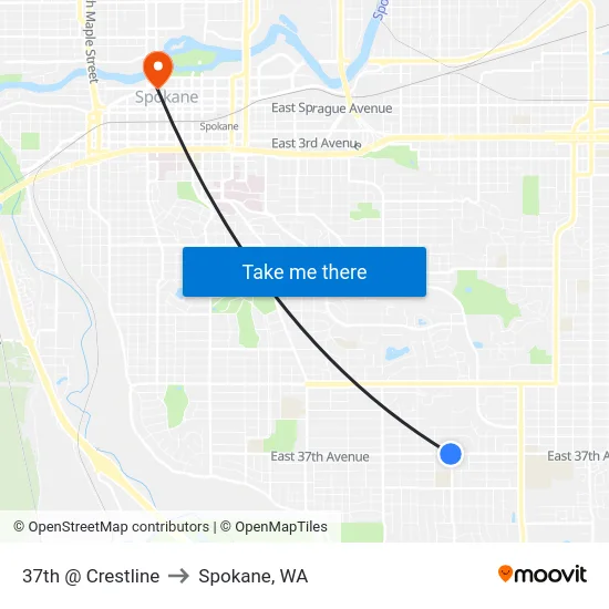 37th @ Crestline to Spokane, WA map