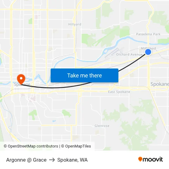 Argonne @ Grace to Spokane, WA map