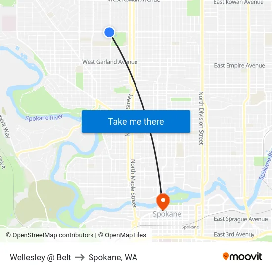 Wellesley @ Belt to Spokane, WA map