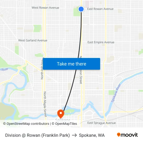 Division @ Rowan (Franklin Park) to Spokane, WA map