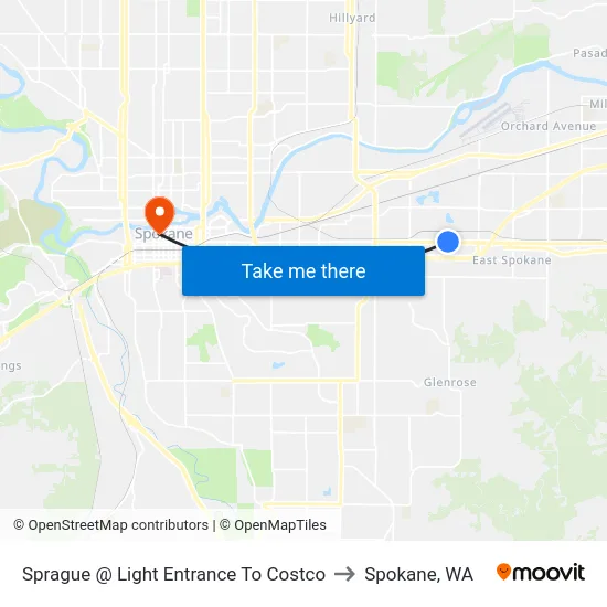 Sprague @ Light Entrance To Costco to Spokane, WA map