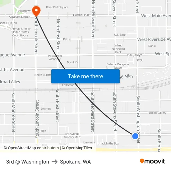 3rd @ Washington to Spokane, WA map