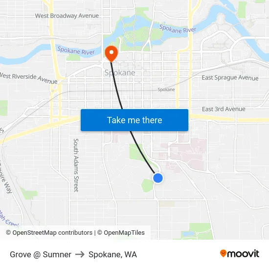 Grove @ Sumner to Spokane, WA map