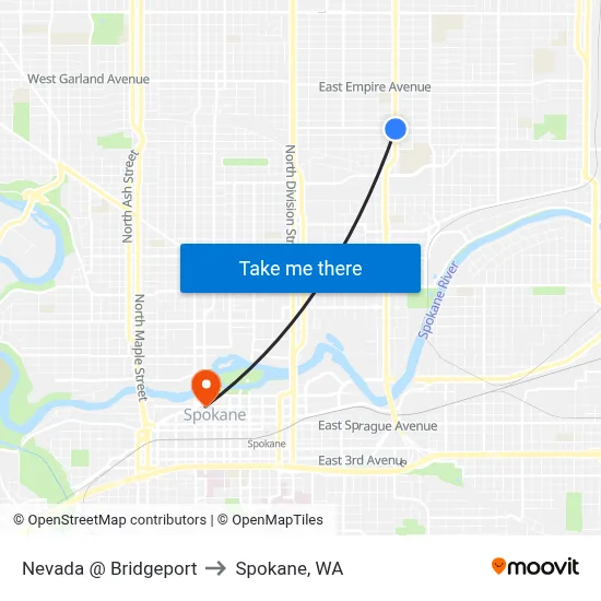 Nevada @ Bridgeport to Spokane, WA map