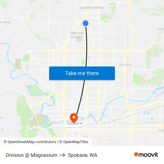 Division @ Magnesium to Spokane, WA map