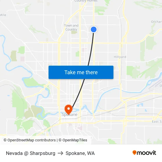 Nevada @ Sharpsburg to Spokane, WA map