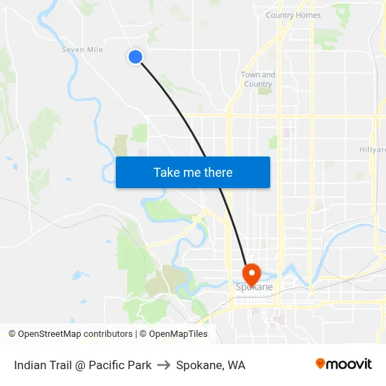 Indian Trail @ Pacific Park to Spokane, WA map