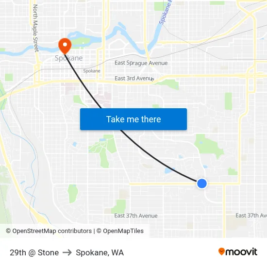 29th @ Stone to Spokane, WA map