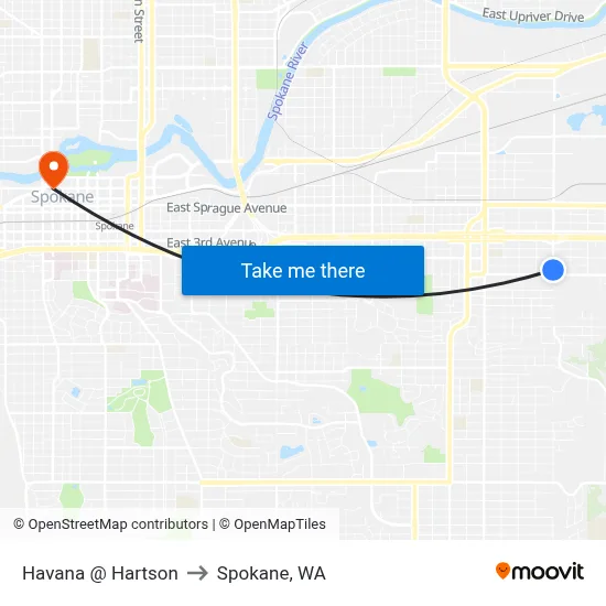 Havana @ Hartson to Spokane, WA map