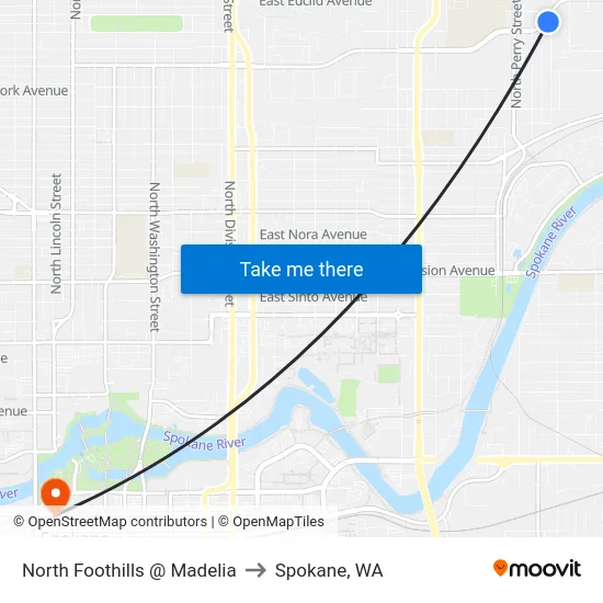 North Foothills @ Madelia to Spokane, WA map