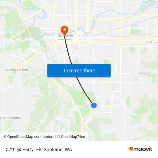 57th @ Perry to Spokane, WA map