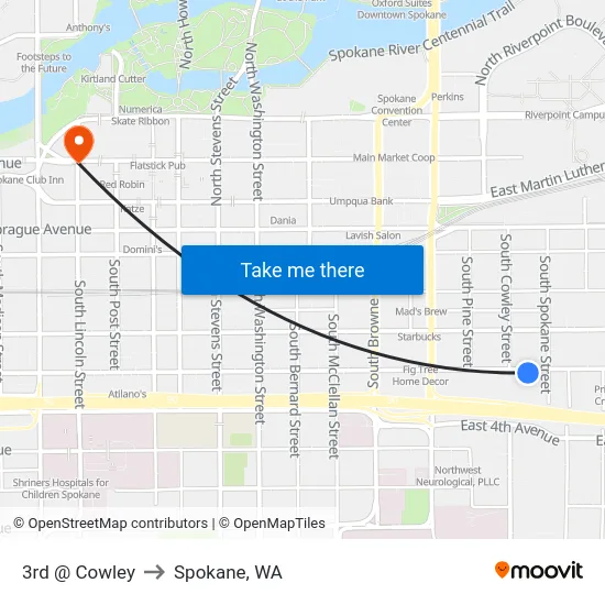 3rd @ Cowley to Spokane, WA map