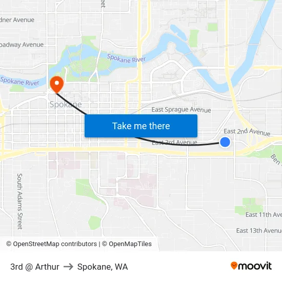 3rd @ Arthur to Spokane, WA map
