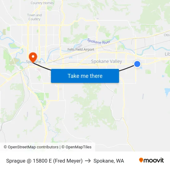 Sprague @ 15800 E (Fred Meyer) to Spokane, WA map