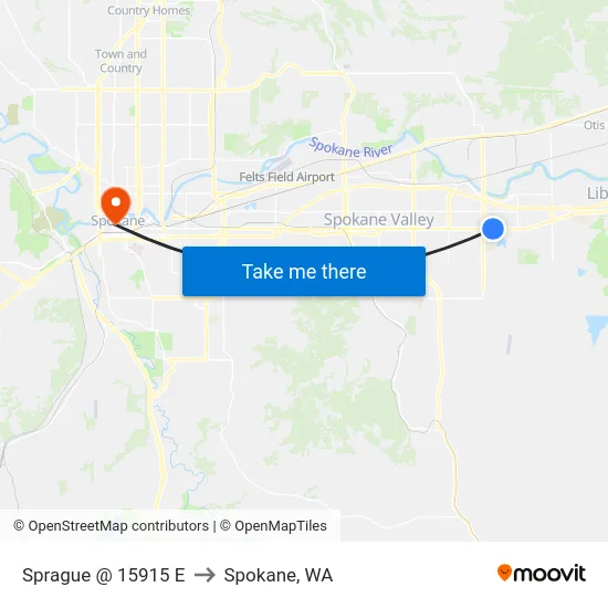 Sprague @ 15915 E to Spokane, WA map