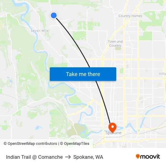 Indian Trail @ Comanche to Spokane, WA map
