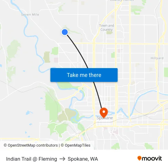 Indian Trail @ Fleming to Spokane, WA map