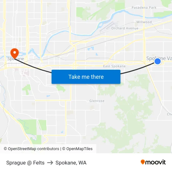 Sprague @ Felts to Spokane, WA map