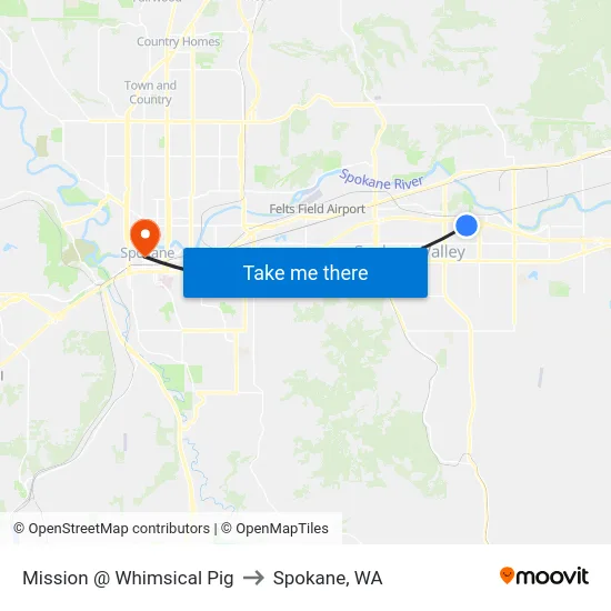 Mission @ Whimsical Pig to Spokane, WA map