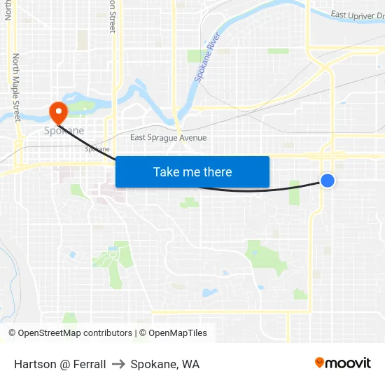 Hartson @ Ferrall to Spokane, WA map