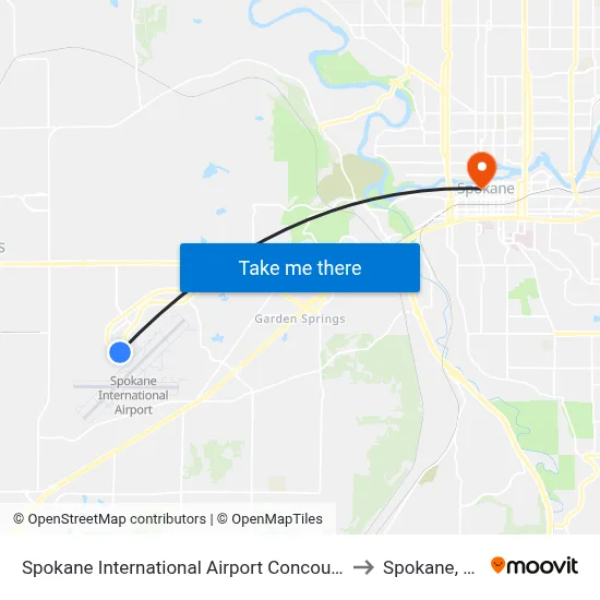 Spokane International Airport Concourse C to Spokane, WA map