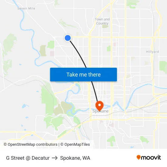 G Street @ Decatur to Spokane, WA map