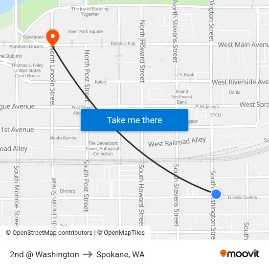 2nd @ Washington to Spokane, WA map