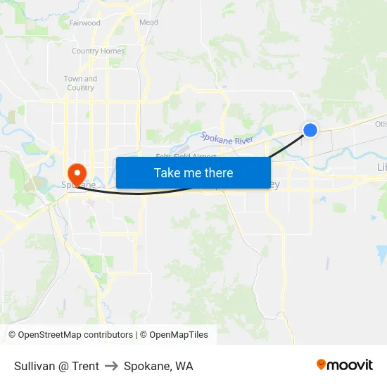Sullivan @ Trent to Spokane, WA map