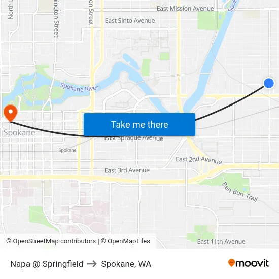 Napa @ Springfield to Spokane, WA map