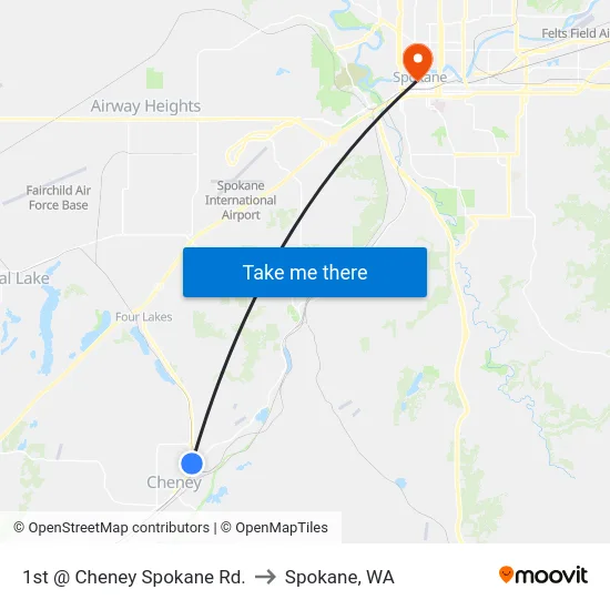 1st @ Cheney Spokane Rd. to Spokane, WA map