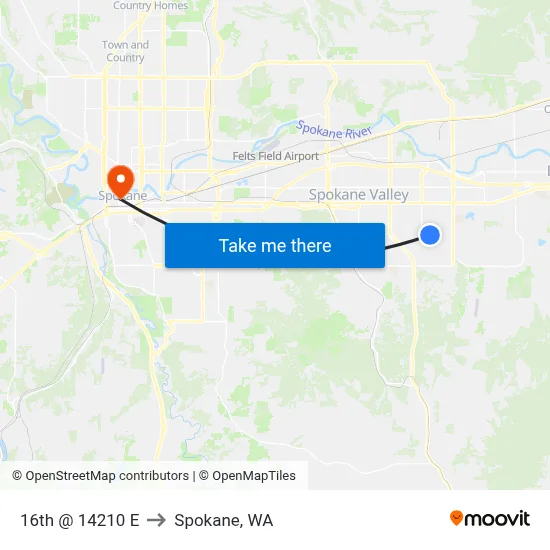 16th @ 14210 E to Spokane, WA map