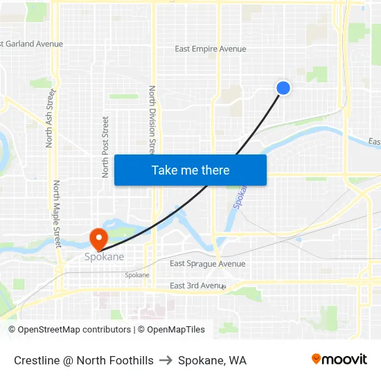 Crestline @ North Foothills to Spokane, WA map